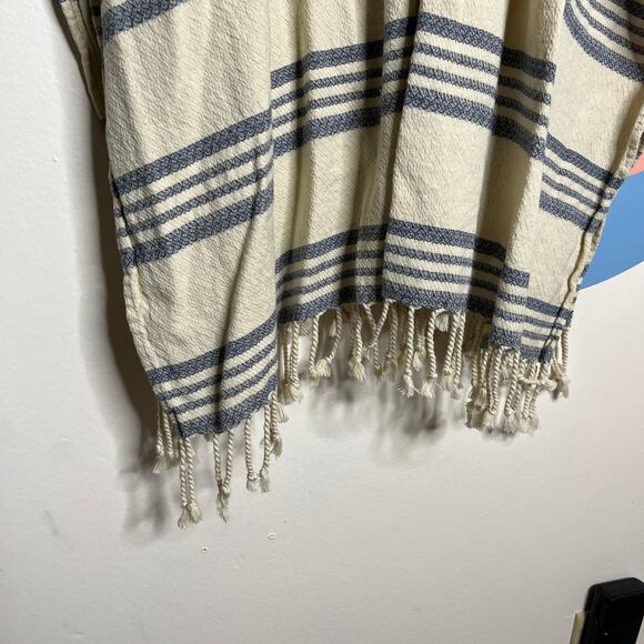 Tribe Alive Poncho Kaftan Women's Fringe V Neck Boho Swim Cover Up Stripe - Picture 4 of 5